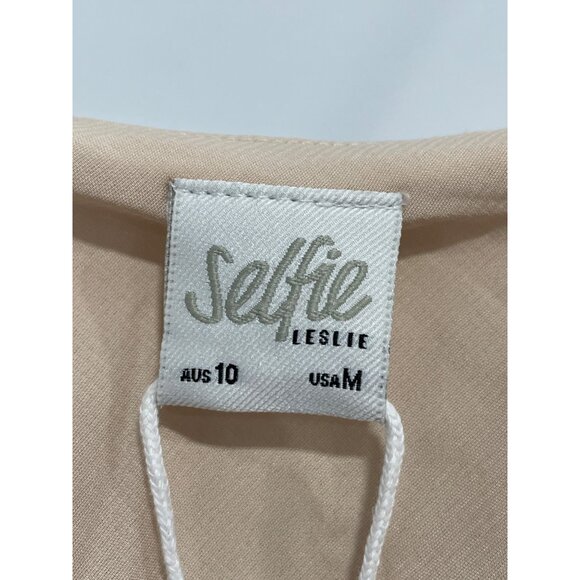 Selfie Leslie Well Versed Pleated Bust Front Split Dress Medium Champagne NEW - Picture 6 of 9